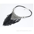 Rhinestone Triangle Necklace Statement Tassel Chain Necklace